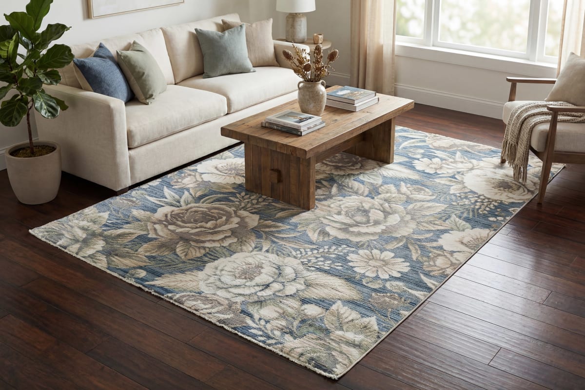 Botanica - Navy Beige 13361-580 - Dynamic Rugs - Botanica - Navy Beige 13361-580