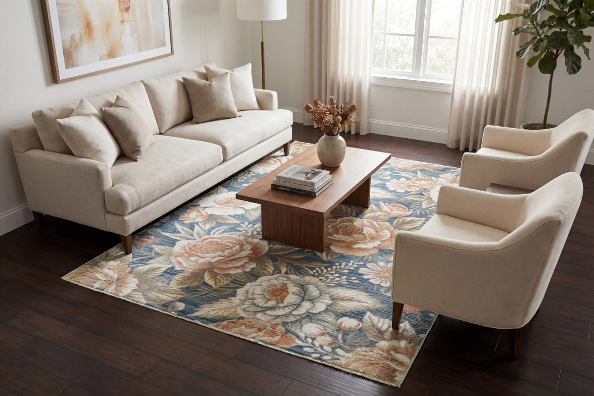 Botanica - Navy Beige Coral 13361-583 - Dynamic Rugs - Botanica - Navy Beige Coral 13361-583