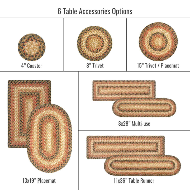 Russett 240001PS - Homespice - Jute Braided Accessories - Russett - 4" Coaster - 6 Pcs