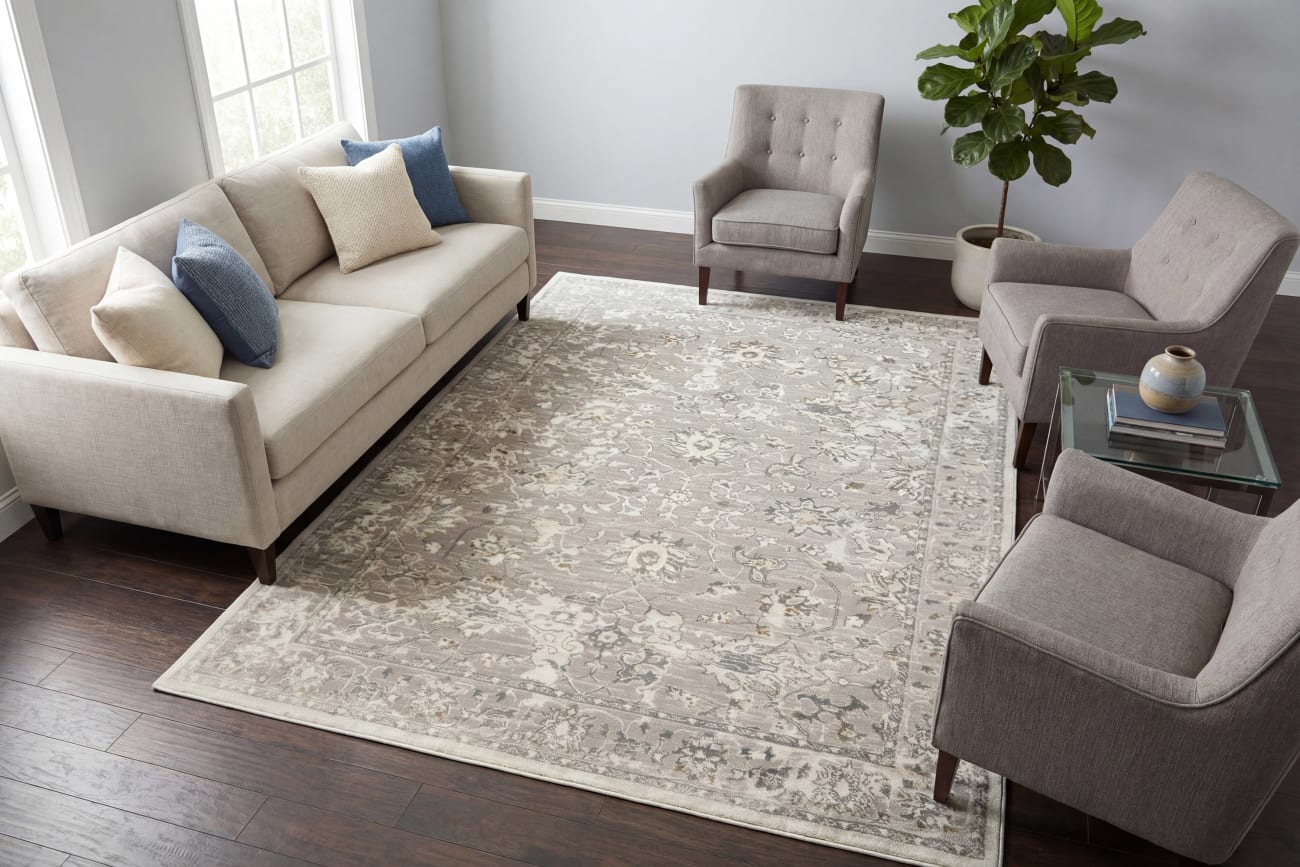 Azure - Cream Grey Blue 12580-195 - Dynamic Rugs - Azure - Cream Grey Blue 12580-195