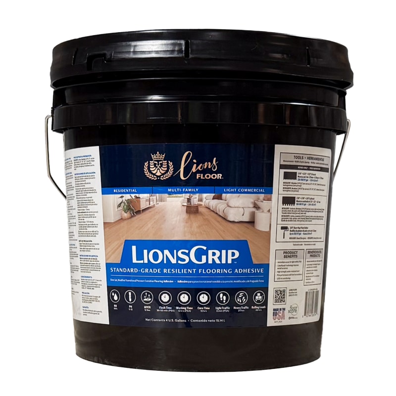 LI-LionsGrip-4gal - Lions Floor - LionsGrip - Transitional Pressure Sensitive Adhesive - 4 gallon