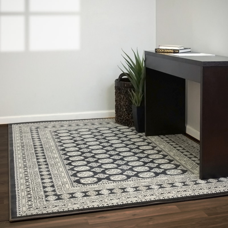 ANCIENT GARDEN - Charcoal Silver 57102-3636 - Dynamic Rugs - Ancient Garden - Charcoal Silver 57102-3636
