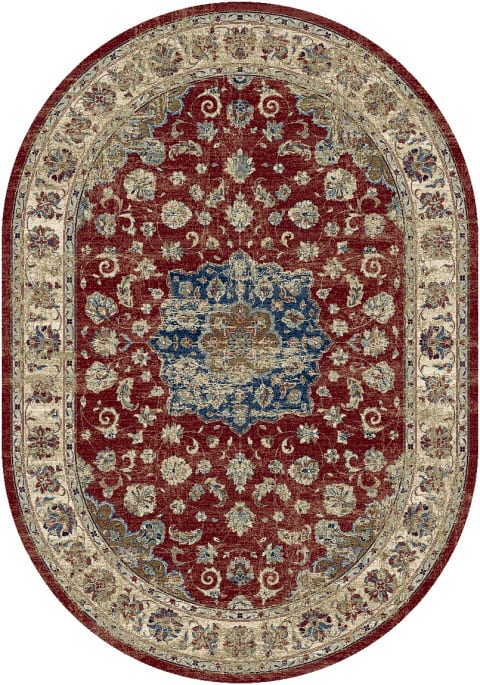 ANOV35575591464 - Dynamic Rugs - Ancient Garden - Red Ivory 57559-1464 - 2'7" x 4'7" Oval