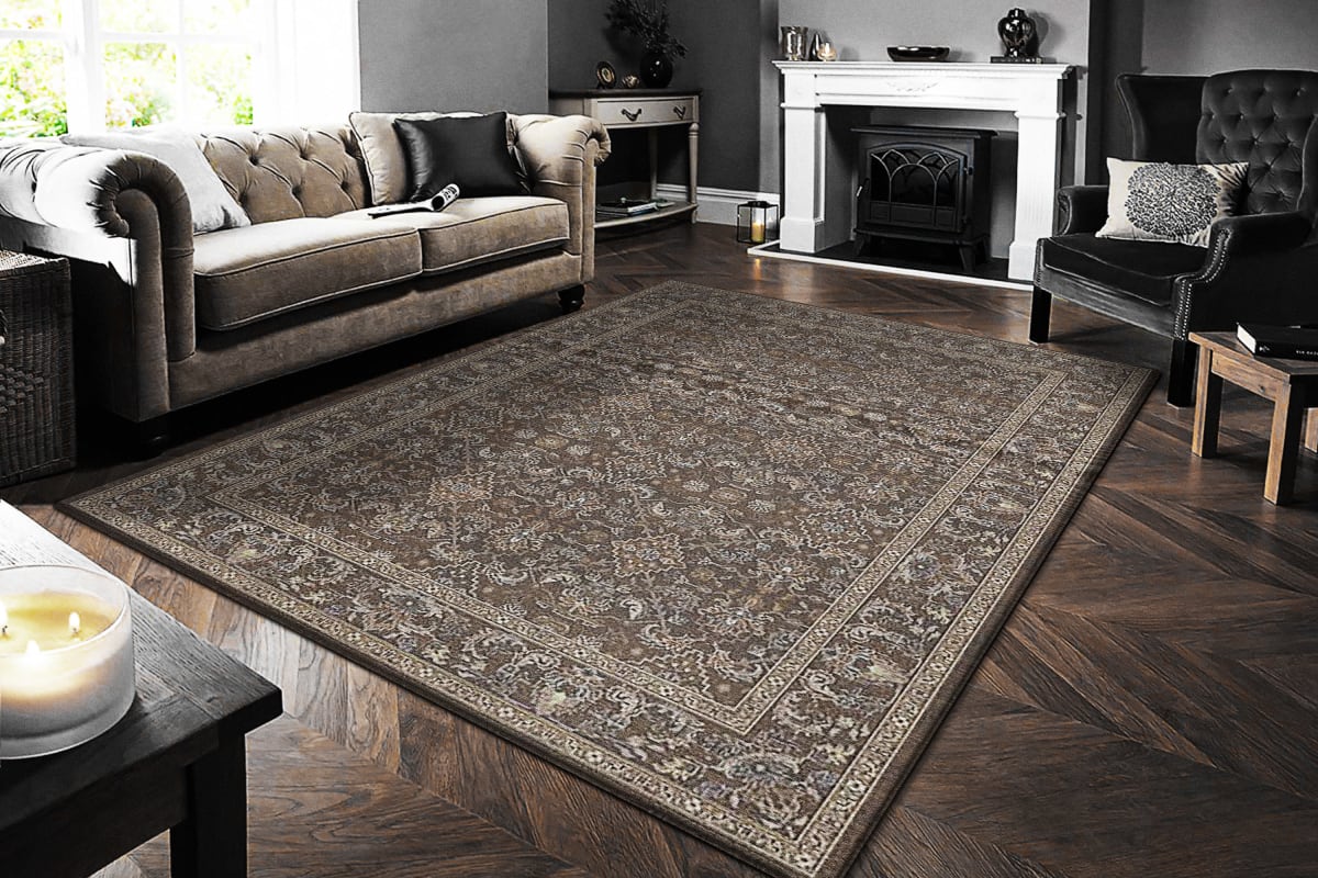 ANCIENT GARDEN - Dark Brown Beige Blue 57276-3235 - Dynamic Rugs - Ancient Garden - Dark Brown Beige Blue 57276-3235