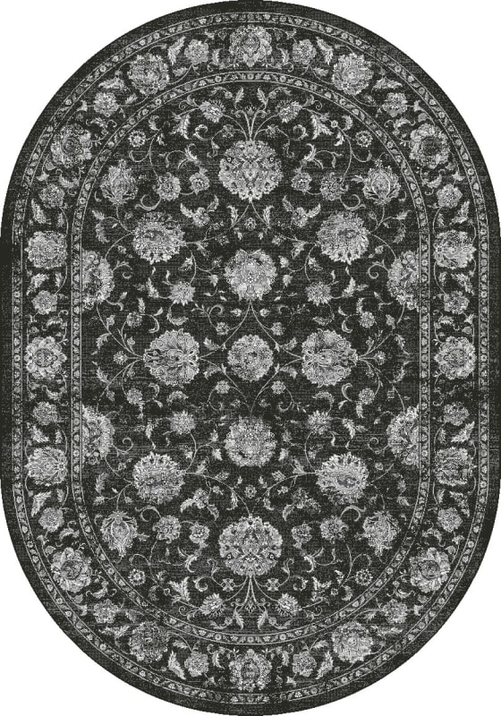 ANOV71057126363 - Dynamic Rugs - Ancient Garden - Charcoal Silver 57126-3636 - 6'7" x 9'6" Oval
