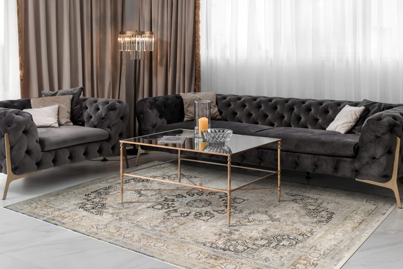 RUBY - Ivory Grey Gold 2185-197 - Dynamic Rugs - Ruby - Ivory Grey Gold 2185-197