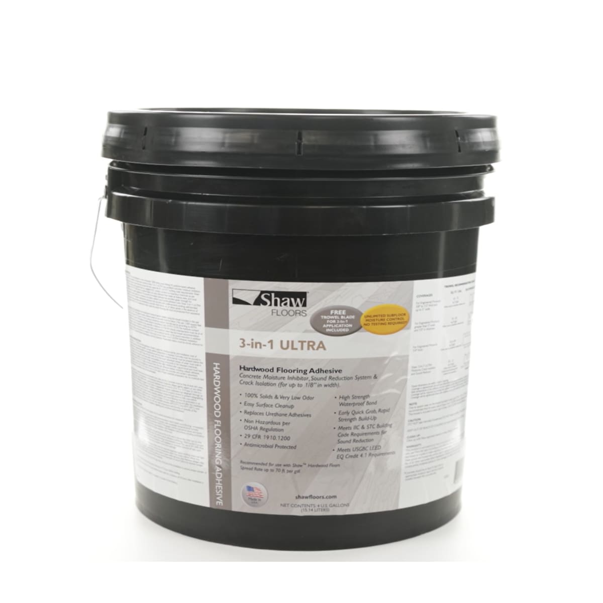 111SA - Shaw TotalWorx - 3 in 1 Ultra Adhesive - Mineral-Core Resilient and Hardwood - 4 Gallon - 111SA