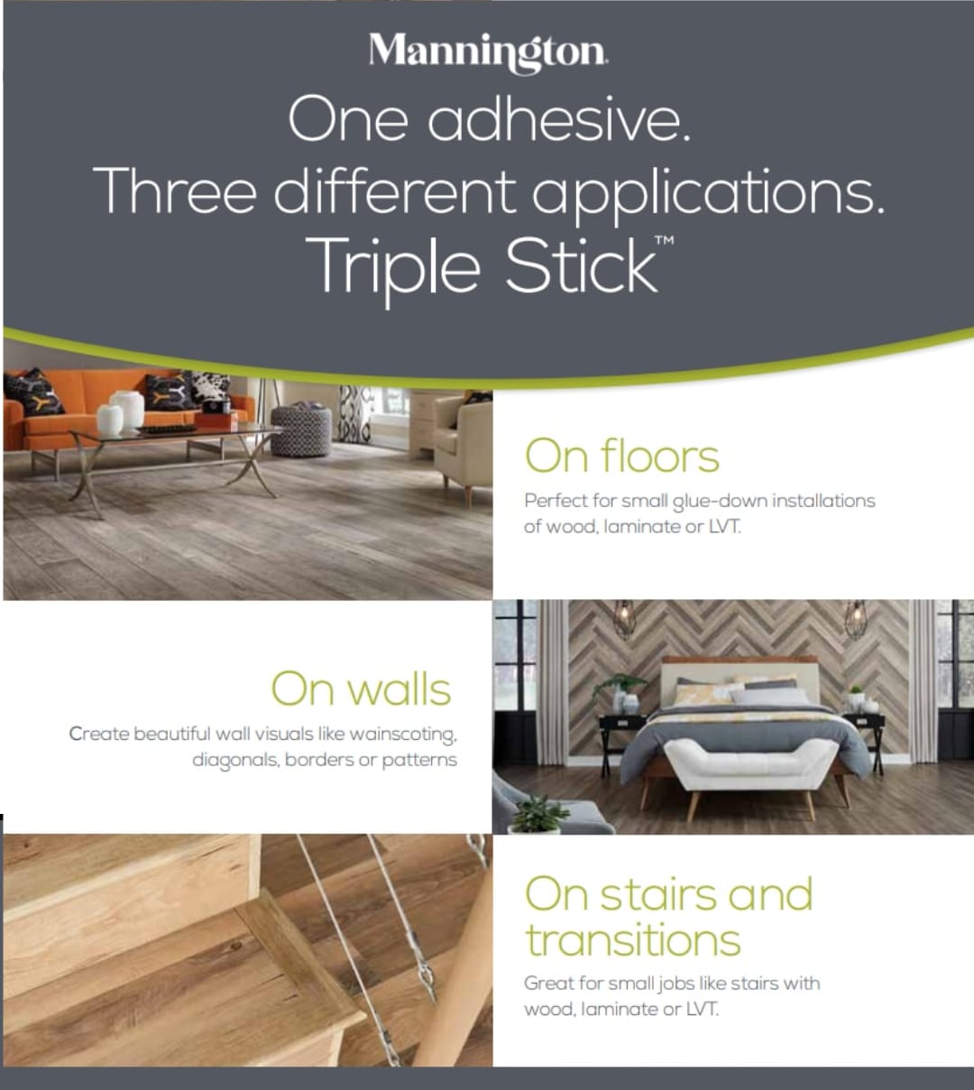 TRIPLE STICK - 391077 - Mannington 360 - Triple Stick Adhesive Cartridge for ADURA Hardwood and Laminate - 29oz Tube
