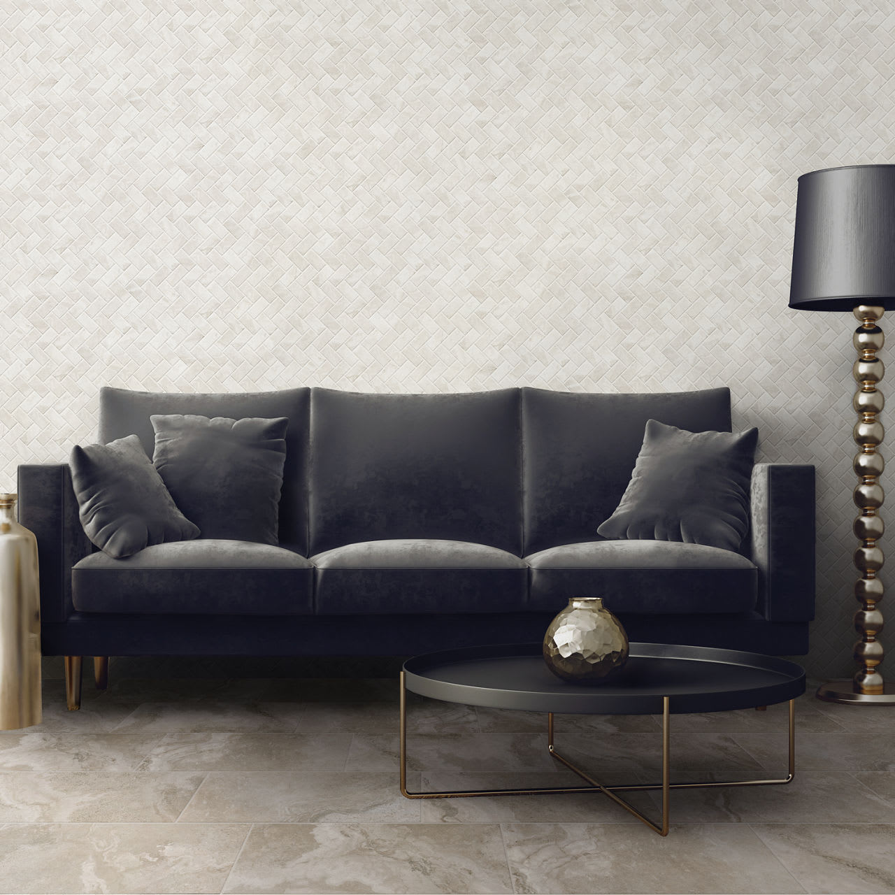 AR4324HERRMS1P2 - Daltile - Archaia - Atlas Grey - 2.00 in x 4.00 in - Herringbone Mosaic