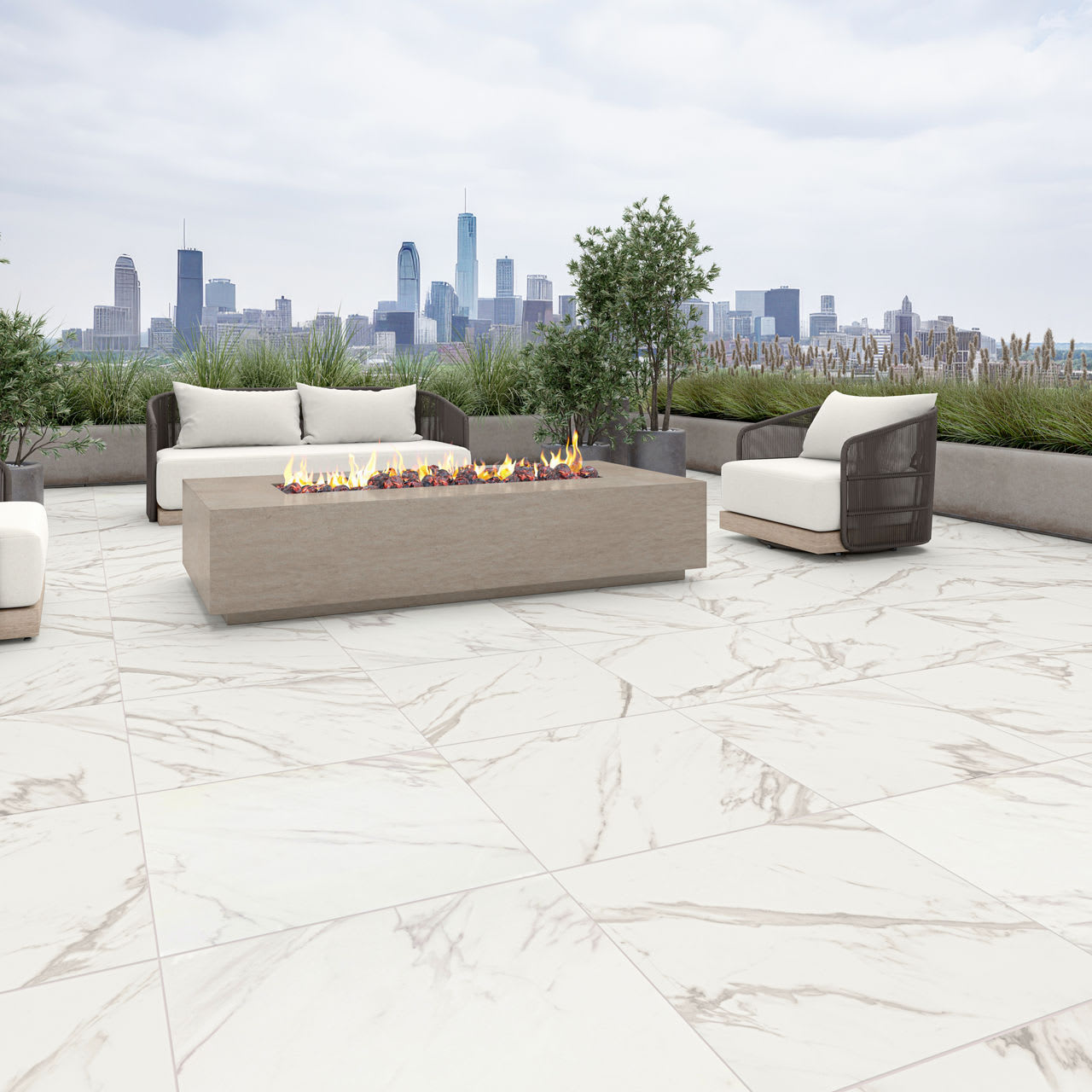 AT31XTP2424XTTX - Daltile Xteriors - Artsy - Studio Carrara - 24 x 24 - XteriorPaver - Stepwise Textured