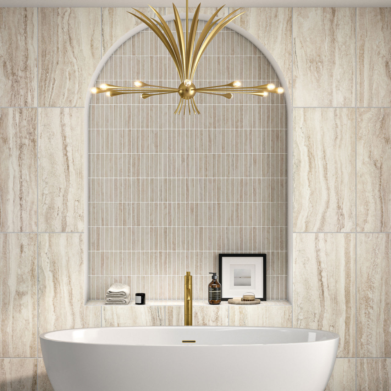 CA42STJ16MBMSMT - Daltile - Calligo - Almond - 1.00 in x 6.00 in - Mosaic