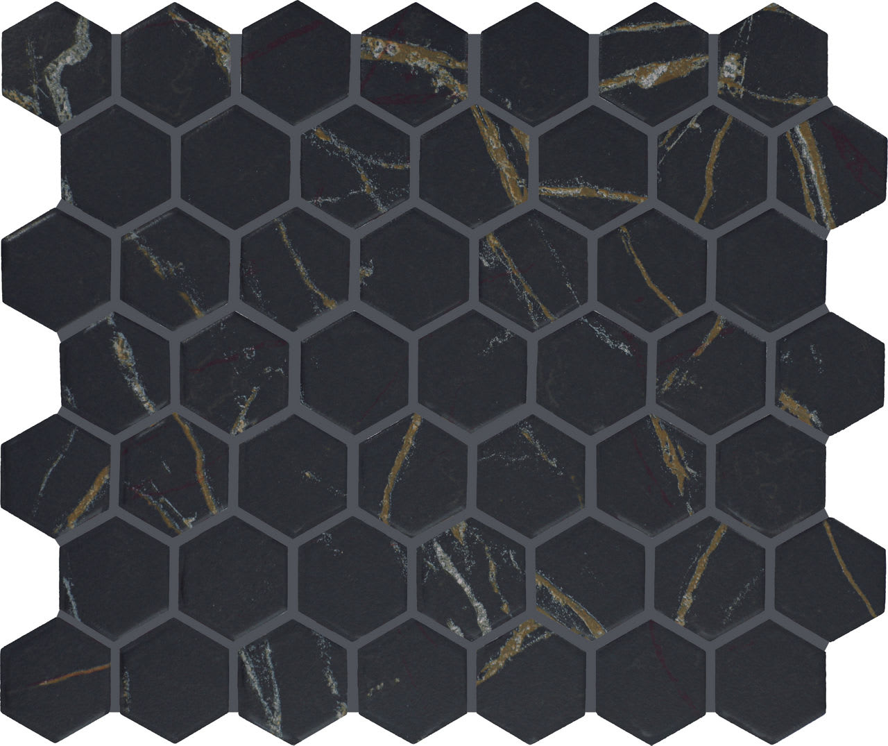 PT2415HEXMS1P2 - Daltile - Perpetuo - Infinite Black - 1.5 x 1.5 - Hexagon Mosaic - Matte