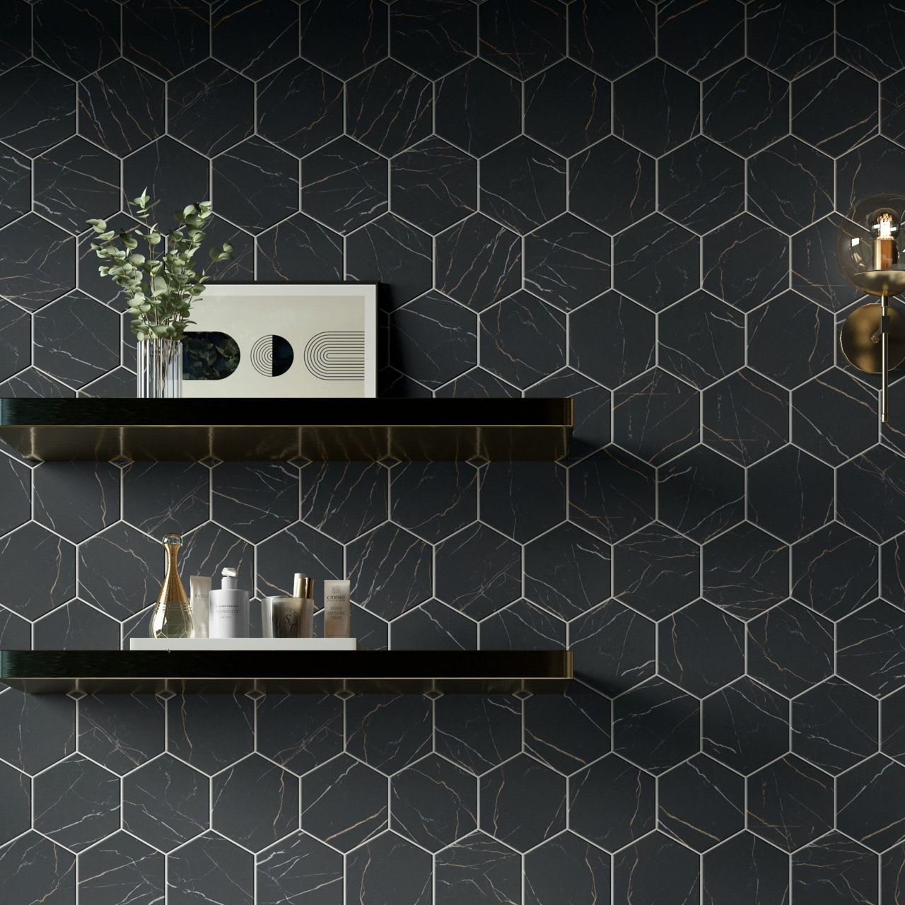 PT248HEX1P2 - Daltile - Perpetuo - Infinite Black - 8.00 in x 9.00 in - Hexagon Floor Tile - Matte