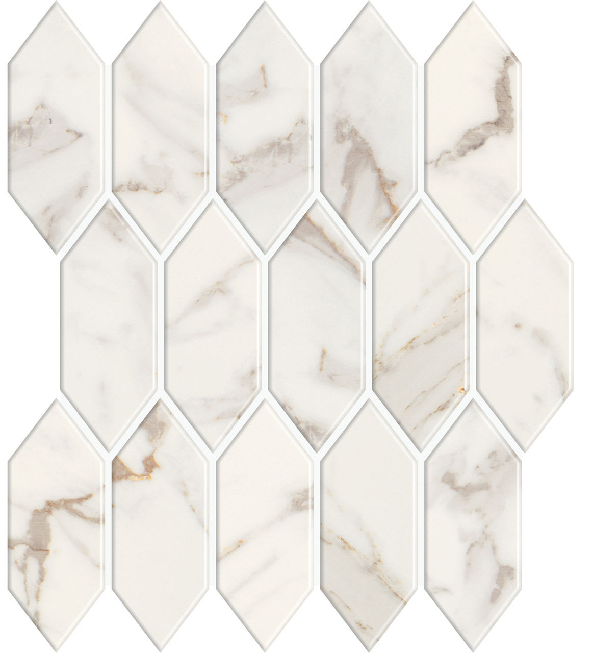 MB2125PICKMS1P2 - Marazzi - Marble Obsession - Calacatta Gold - 2.00 in x 5.00 in - Picket Mosaic - Satin