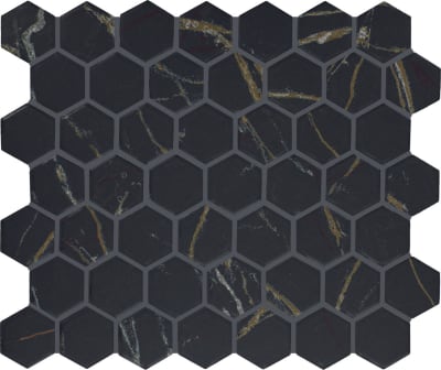 PT2415HEXMS1P2 - Infinite Black 1.50 in x 1.50 in Hexagon Mosaic Matte