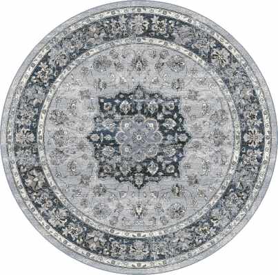 ANR8575599686 - Dynamic Rugs - ANCIENT GARDEN - Silver Blue 57559-9686 - 7.1' Round