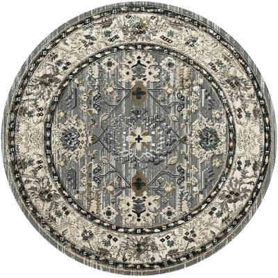 YAR58531910 - Dynamic Rugs - YAZD - Grey Ivory 8531-910 - 5.3' Round