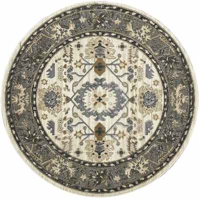 YAR58531190 - Dynamic Rugs - YAZD - Ivory Grey 8531-190 - 5.3' Round