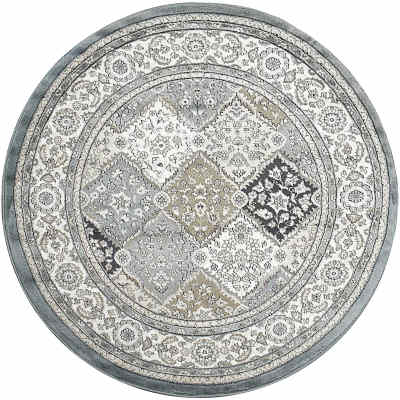 YAR58471510 - Dynamic Rugs - YAZD - Blue Ivory 8471-510 - 5.3' Round