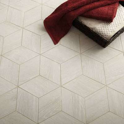 EP063DCBMSMB1P2 - Daltile - Emerson Wood - Ash White - 12 x 12 - 3D Cube Mosaic - Microban