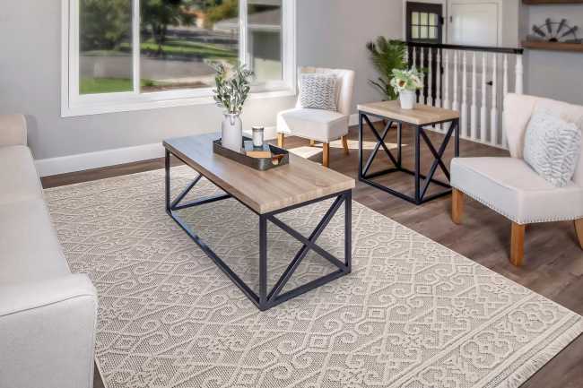 SV583609109 - Dynamic Rugs - SEVILLE - Ivory Soft Grey 3609-109 - 5' x 7'