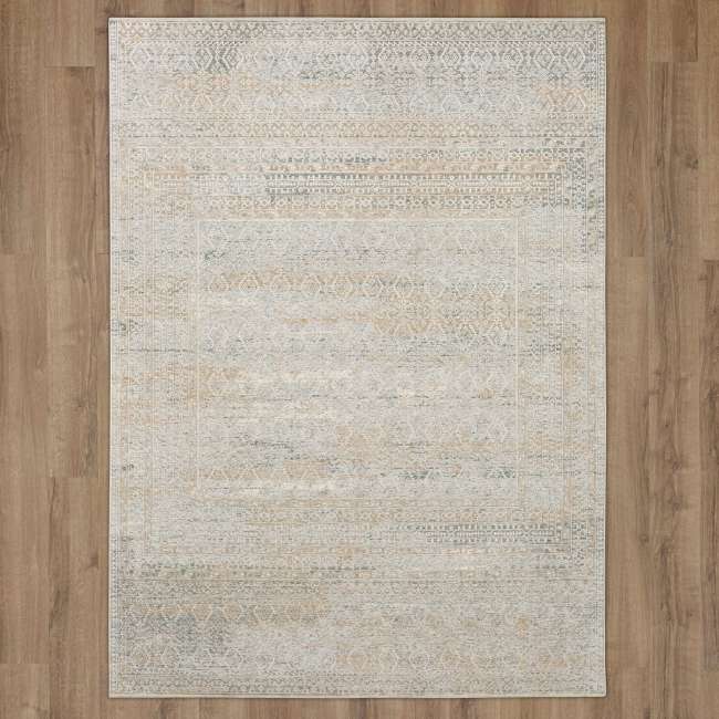 R1037-9945-094120 - Karastan - Solitude - Larnaca Dark Grey Cream - 7' 10" X 10'