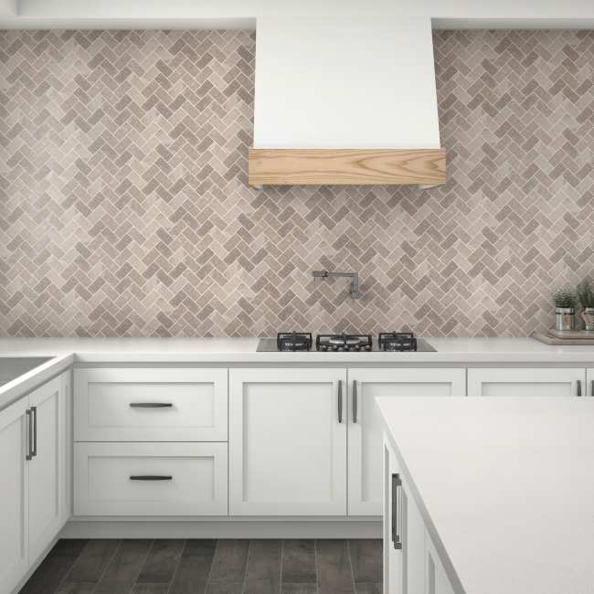 AR4124HERRMS1P2 - Daltile - Archaia - Artifact Beige - 2 x 4 - Herringbone Mosaic