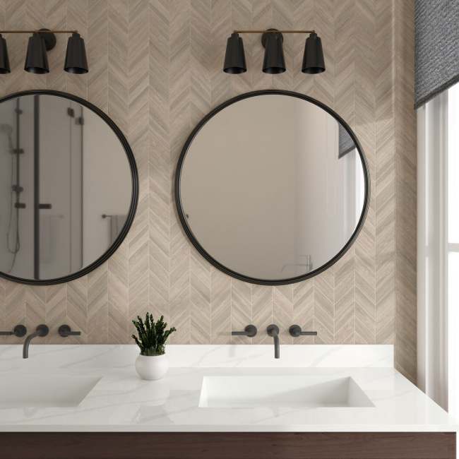 AR0725CHEVMS1L2 - Daltile - Articulo - Feature Beige - 2 x 5 - Chevron Mosaic - Polished