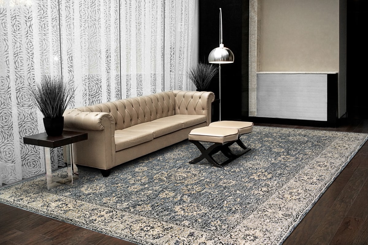 VX9123572598 - Dynamic Rugs - SAVOY - Denim Grey Cream 3572-598 - 7.1' x 10.1'