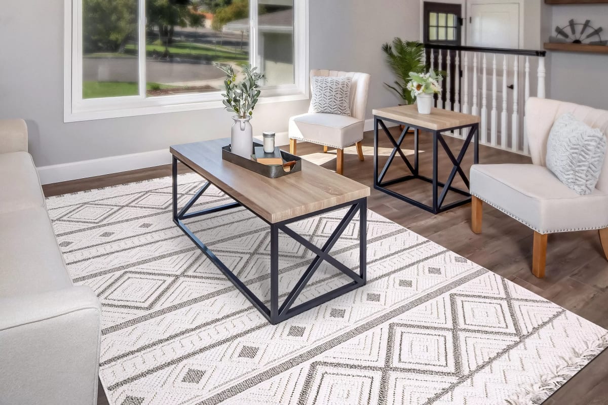 SV9123612809 - Dynamic Rugs - SEVILLE - Beige Dark Grey 3612-809 - 7.1' x 10'