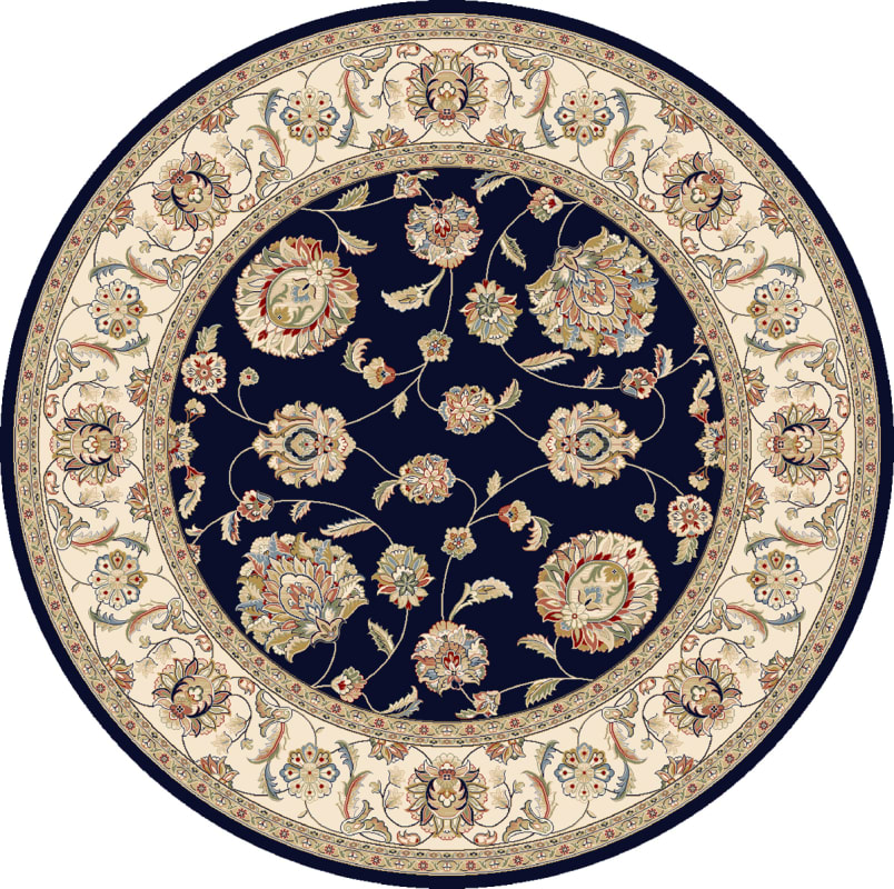 ANR5573653464 - Dynamic Rugs - ANCIENT GARDEN - Blue Ivory 57365-3464 - 5.3' Round