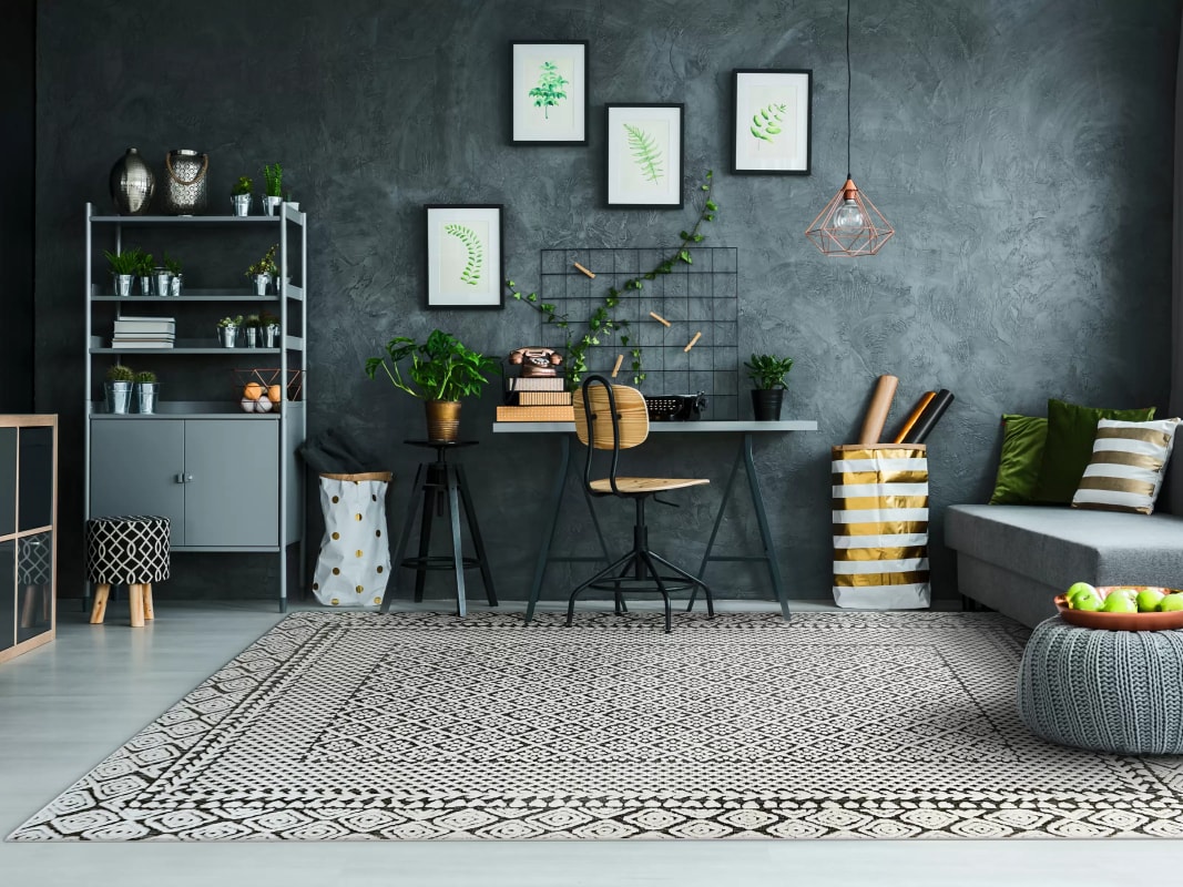 LT698148190 - Dynamic Rugs - LOTUS - Ivory Charcoal 8148-190 - 5' x 7'
