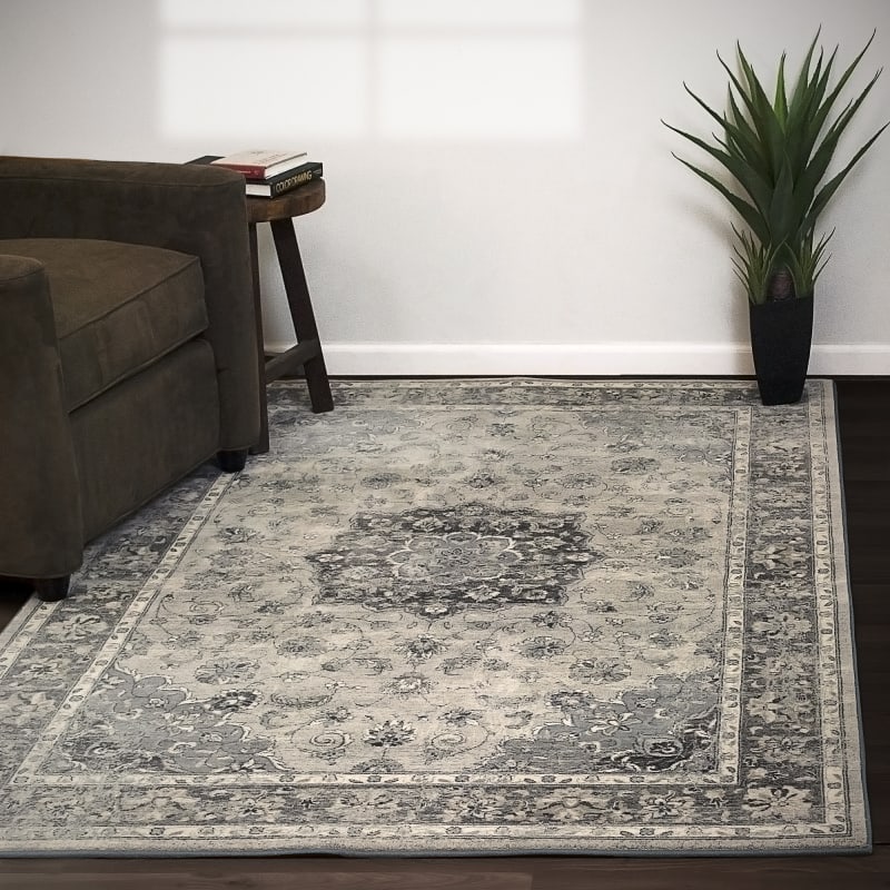 ANCIENT GARDEN - Silver Grey 57559-9656 - Dynamic Rugs - ANCIENT GARDEN - Silver Grey 57559-9656