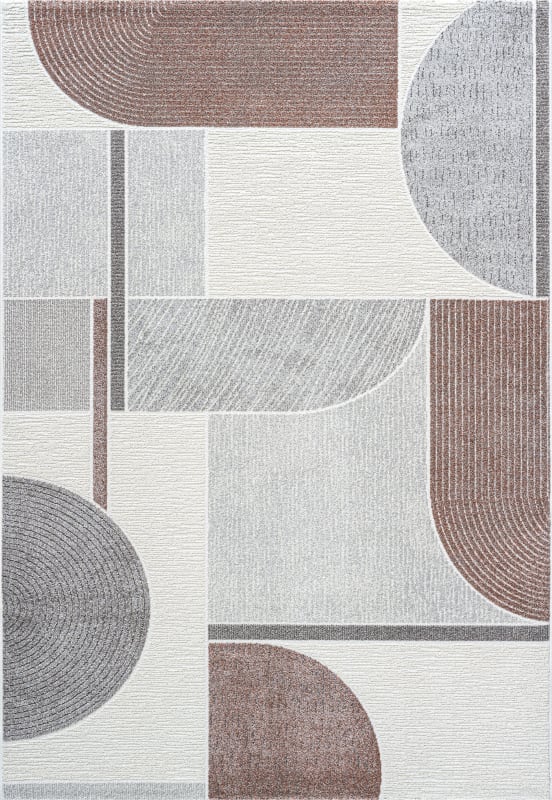 PI710460026111 - Dynamic Rugs - POLARIS - Ivory Grey Burgundy 46002-6111 - 6.7' x 9.6'