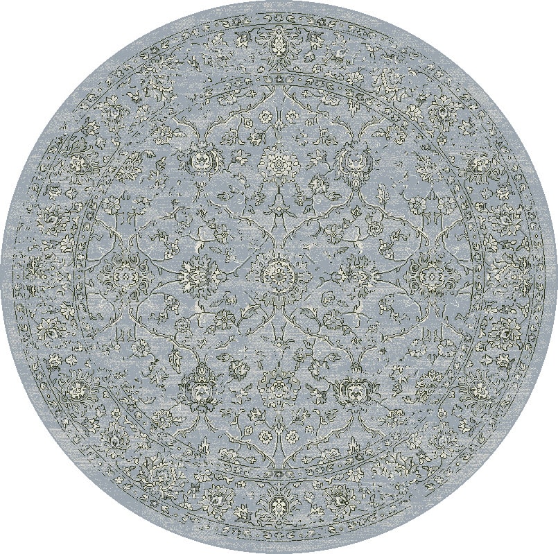ANR5571364646 - Dynamic Rugs - ANCIENT GARDEN - Steel Blue Cream 57136-4646 - 5.3' Round