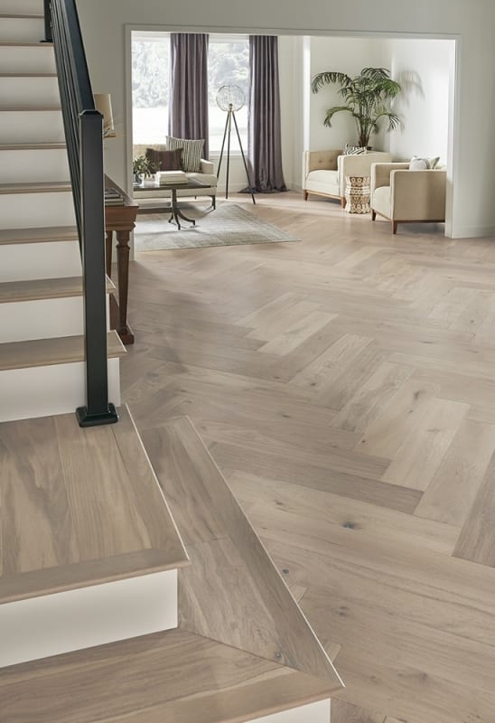 HPLS37SNWF1 - Mannington Latitude Collection - Park City Herringbone - Snowcap