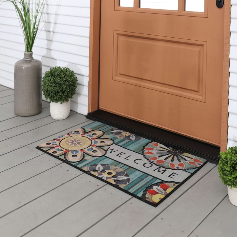 Doorscapes Mat - Playful Medallion Welcome Multi 4688-18806 - Mohawk Home - Doorscapes Mat - Playful Medallion Welcome Multi 4688
