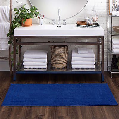 N6474-9548-027045 - Mohawk Home - Boardwalk Bath - Cotton Reversible Fiesta Cobalt - 2' 3" X 3' 9"