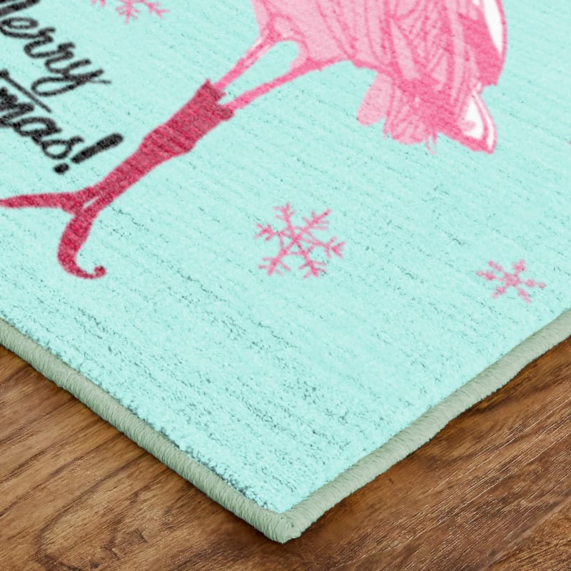 ZW045-A411-030050 - Mohawk Home - Prismatic - Flamingo Snowflakes Light Blue - 2' 6" X 4' 2"