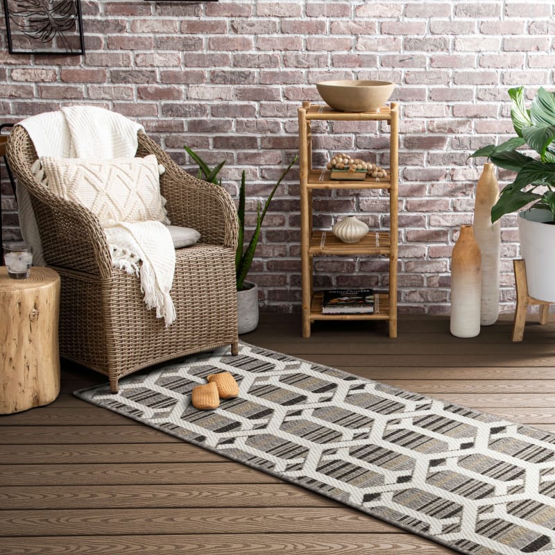 MH Outdoor - Hex Trellis Charcoal 92313-E307 - Mohawk Home - MH Outdoor - Hex Trellis Charcoal 92313