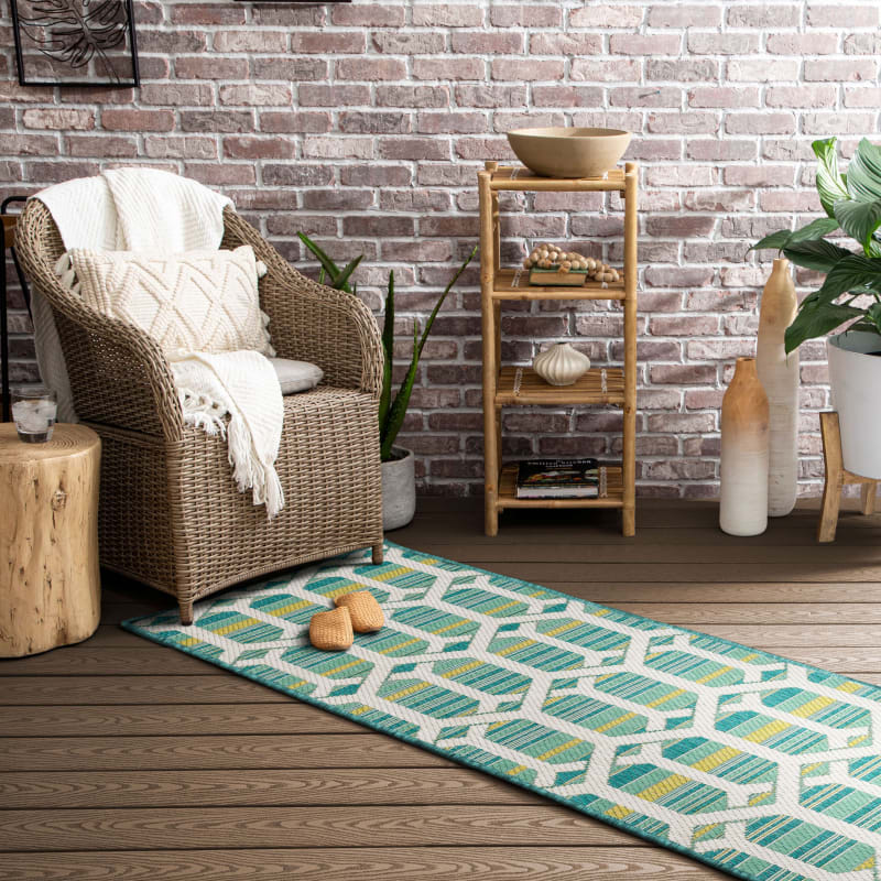 MH Outdoor - Hex Trellis Dark Teal 92313-E299 - Mohawk Home - MH Outdoor - Hex Trellis Dark Teal 92313