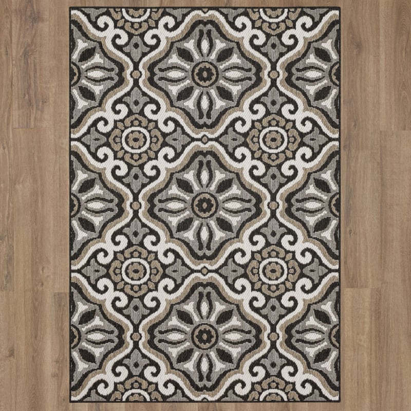 92312-E307-048066 - Mohawk Home - MH Outdoor - Portugal Tile Charcoal - 4' X 5' 6"