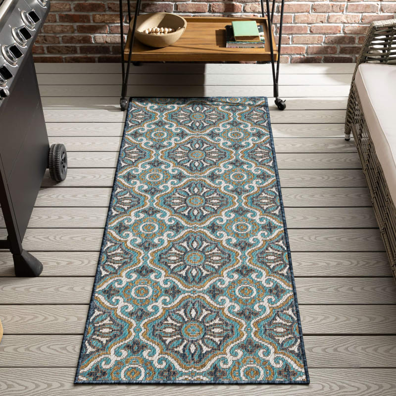 MH Outdoor - Portugal Tile Teal 92312-4121 - Mohawk Home - MH Outdoor - Portugal Tile Teal 92312
