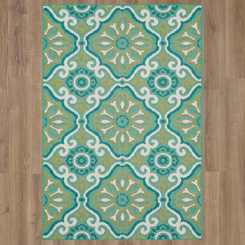 92312-E306-120156 - Mohawk Home - MH Outdoor - Portugal Tile Wintergreen - 10' X 13'