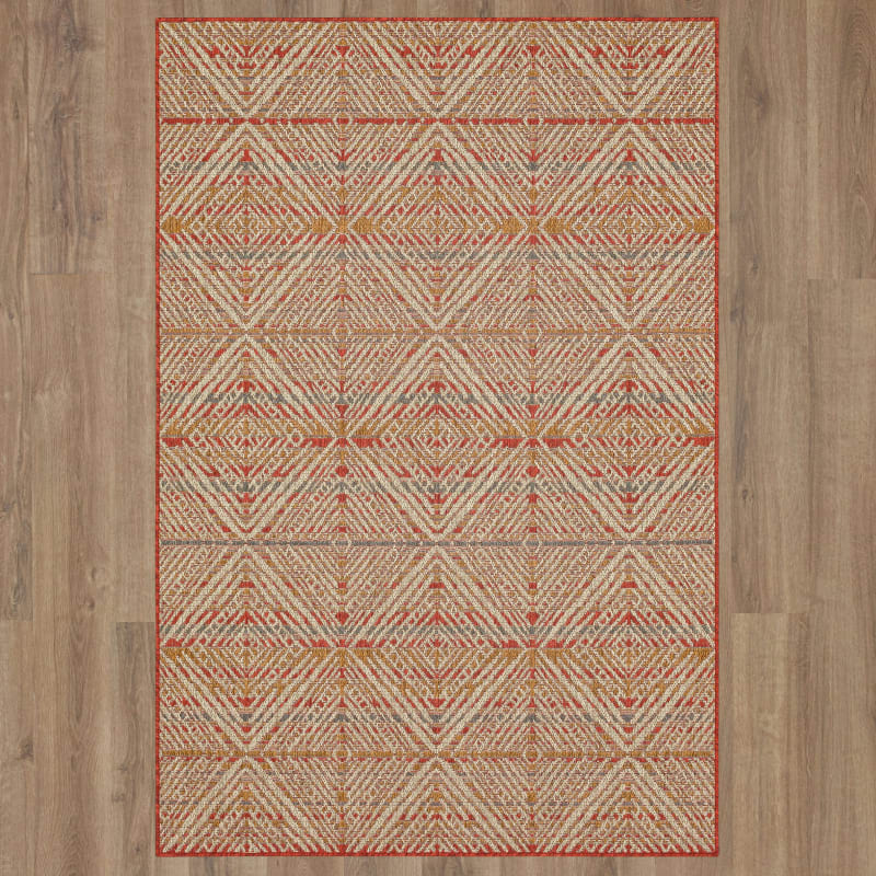 92314-1444-096120 - Mohawk Home - MH Outdoor - Shibori Diamonds Tandoori - 8' X 10'