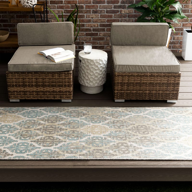 MH Outdoor - Stamped Ikat Platinum 92379-E422 - Mohawk Home - MH Outdoor - Stamped Ikat Platinum 92379