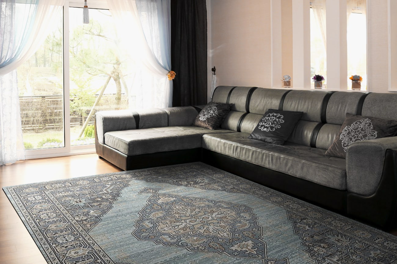 JZ286792580 - Dynamic Rugs - JAZZ - Blue Beige 6792-580 - 2' x 7.5'