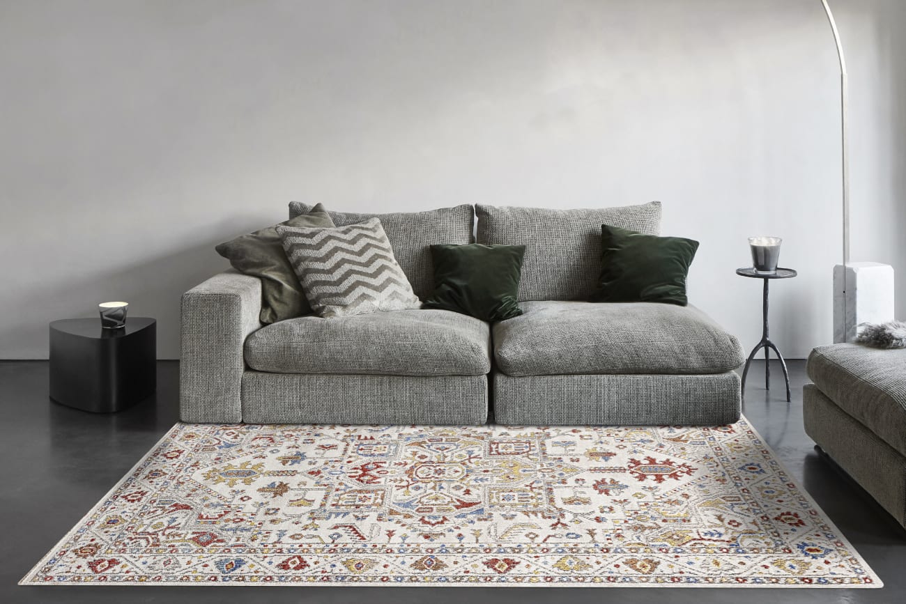 FALCON - Ivory Grey Blue Red Gold 6805-999 - Dynamic Rugs - FALCON - Ivory Grey Blue Red Gold 6805