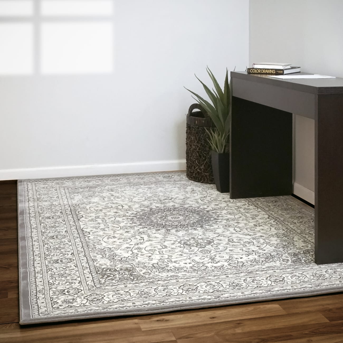 ANCIENT GARDEN - Cream Grey 57119-6656 - Dynamic Rugs - ANCIENT GARDEN - Cream Grey 57119-6656