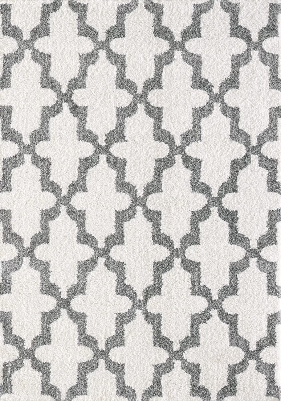 SI695906110 - Dynamic Rugs - SILKY SHAG - White Silver 5906-110 - 5.3' x 7.7'
